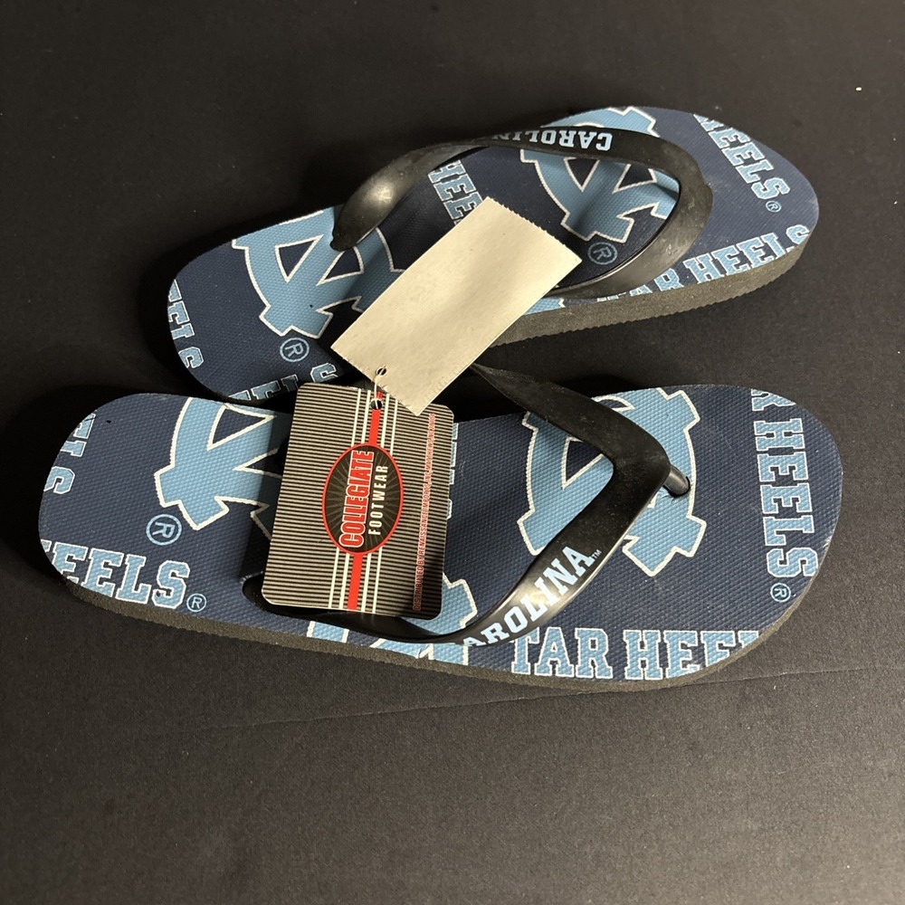 North Carolina Tar Heels Dark Blue Flip Flops size X-small  womens size 5/6 - Picture 2 of 5